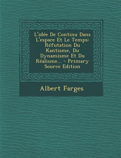 Couverture_L'idée De Continu Dans L'espace Et Le Temps