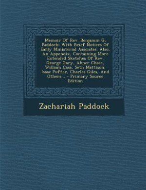 Front cover_Memoir Of Rev. Benjamin G. Paddock
