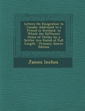 Front cover_Letters On Emigration to Canada