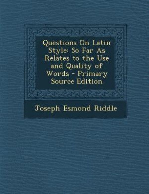 Front cover_Questions On Latin Style