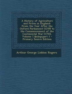 Front cover_A History of Agriculture and Prices in England