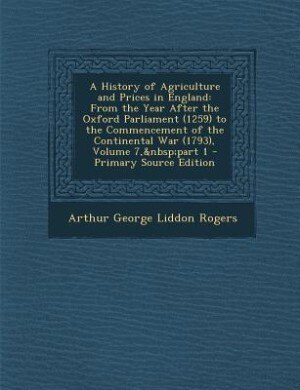 Front cover_A History of Agriculture and Prices in England