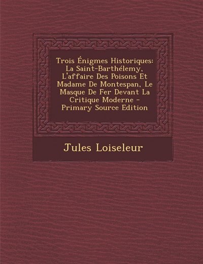 Front cover_Trois Énigmes Historiques