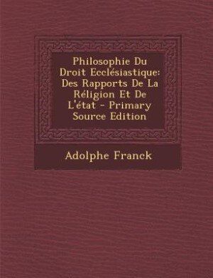 Front cover_Philosophie Du Droit Ecclésiastique