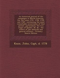 Couverture_An historical journal of the campaigns in North-America, for the years 1757, 1758, 1759, and 1760