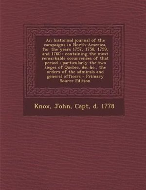 Couverture_An historical journal of the campaigns in North-America, for the years 1757, 1758, 1759, and 1760