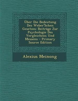 Front cover_Über Die Bedeutung Des Weber'Schen Gesetzes