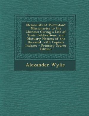 Couverture_Memorials of Protestant Missionaries to the Chinese