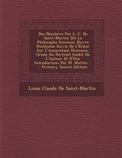 Front cover_Des Nombres Par L.-C. De Saint-Martin Dit Le Philosophe Inconnu