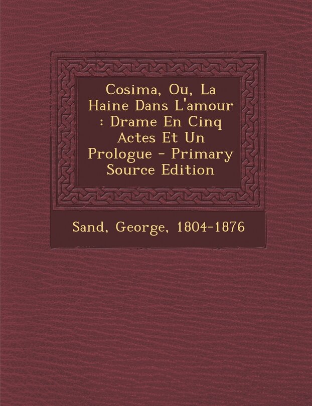 Couverture_Cosima, Ou, La Haine Dans L'amour