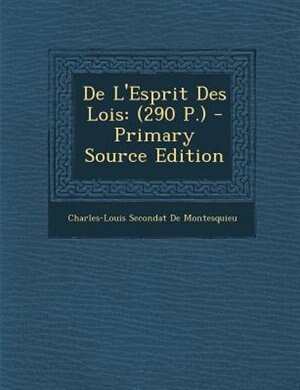 Front cover_De L'Esprit Des Lois