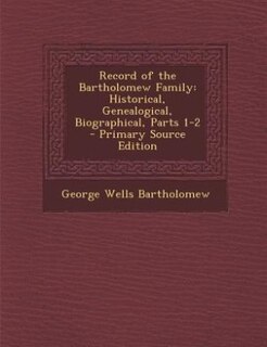 Couverture_Record of the Bartholomew Family