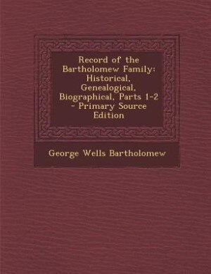 Couverture_Record of the Bartholomew Family