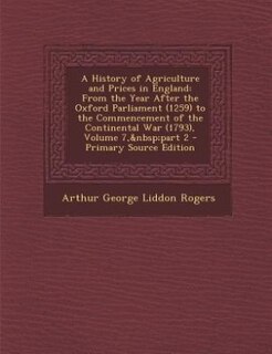 Front cover_A History of Agriculture and Prices in England