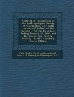 Couverture_Abstract of Transactions of the Anthropological Society of Washington, D.C.