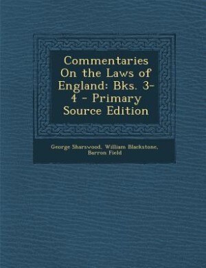 Front cover_Commentaries On the Laws of England