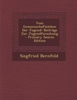 Front cover_Vom Gemeinschaftsleben Der Jugend