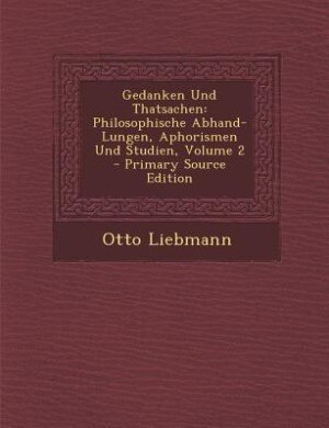 Front cover_Gedanken Und Thatsachen