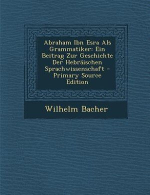 Front cover_Abraham Ibn Esra Als Grammatiker