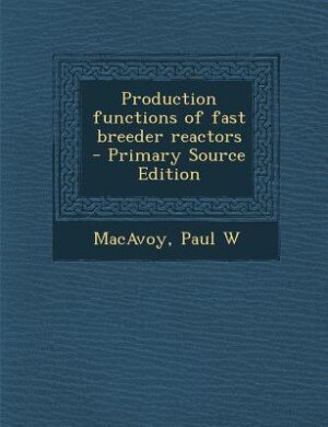 Front cover_Production functions of fast breeder reactors