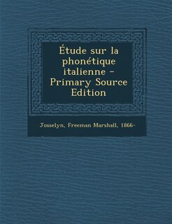 Front cover_Etude Sur La Phonetique Italienne