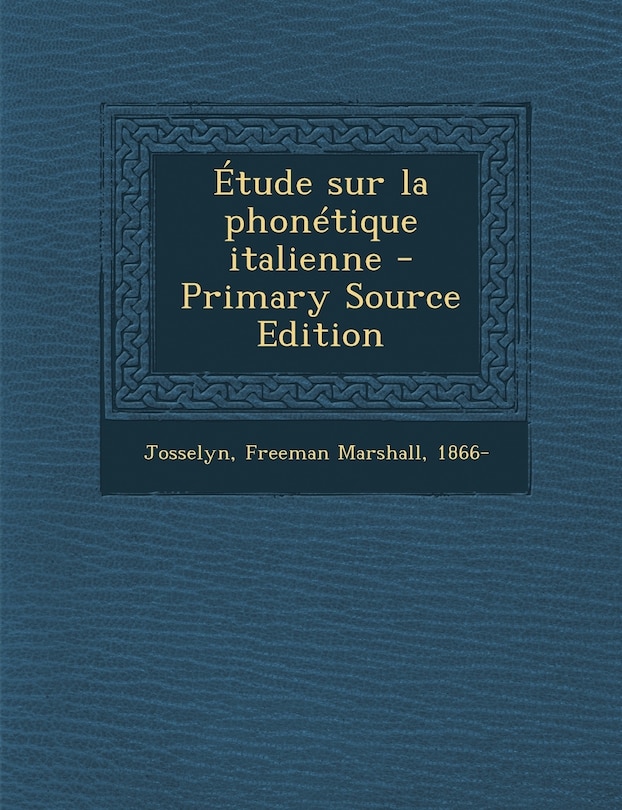 Front cover_Etude Sur La Phonetique Italienne