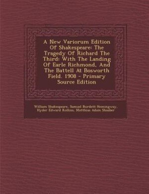 Front cover_A New Variorum Edition Of Shakespeare
