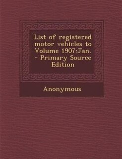 Couverture_List of registered motor vehicles to Volume 1907