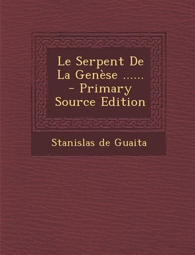 Couverture_Le Serpent De La Genèse ......
