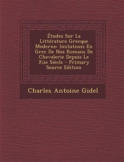 Front cover_Études Sur La Littérature Grecque Moderne