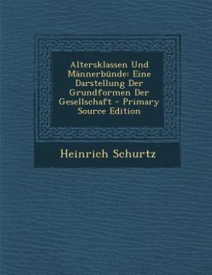 Couverture_Altersklassen Und Männerbünde