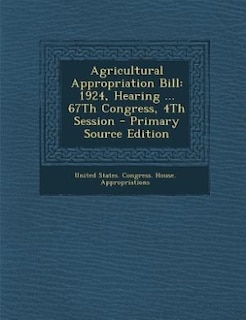 Front cover_Agricultural Appropriation Bill