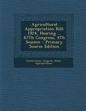 Front cover_Agricultural Appropriation Bill
