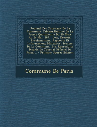 Front cover_Journal Des Journaux De La Commune
