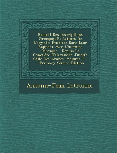 Front cover_Recueil Des Inscriptions Grecques Et Latines De L'egypte