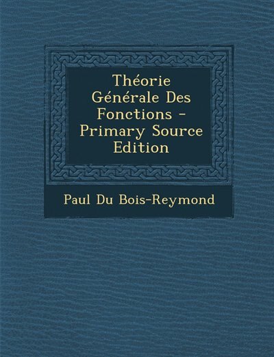 Couverture_Théorie Générale Des Fonctions