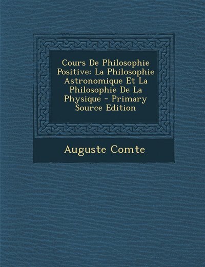 Couverture_Cours De Philosophie Positive
