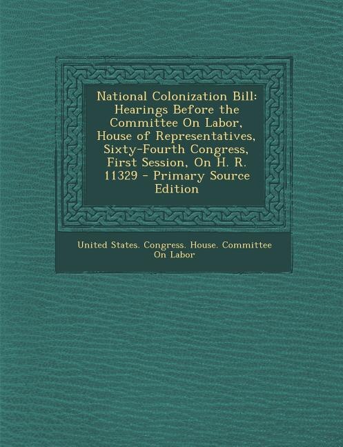 Front cover_National Colonization Bill