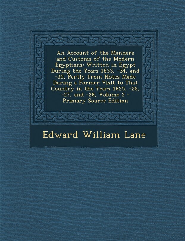 Front cover_An Account of the Manners and Customs of the Modern Egyptians