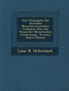 Front cover_Eine Philosophie Des Gesunden Menschenverstandes