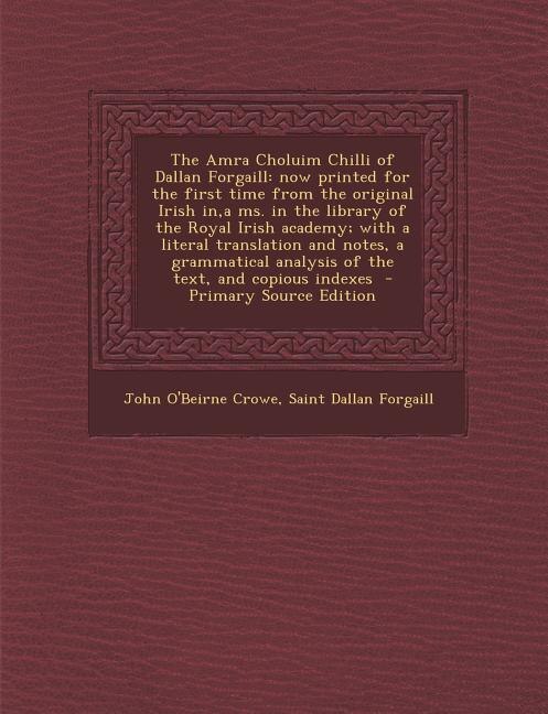 Couverture_The Amra Choluim Chilli of Dallan Forgaill