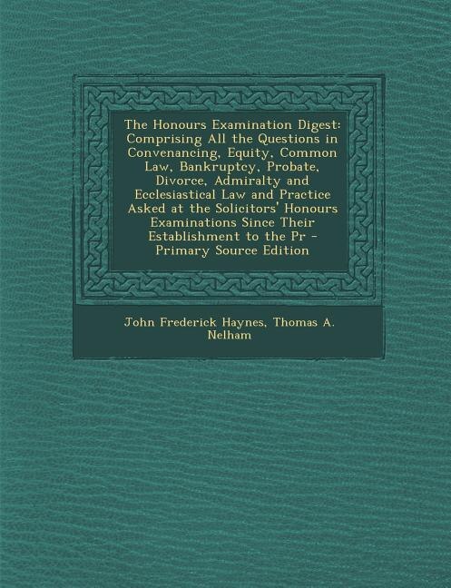 Front cover_The Honours Examination Digest