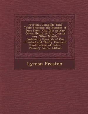 Couverture_Preston's Complete Time Table