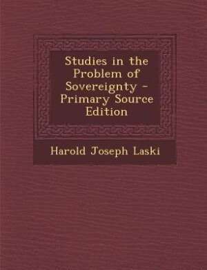 Front cover_Studies in the Problem of Sovereignty - Primary Source Edition