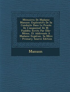 Front cover_Mémoires De Madame Manson