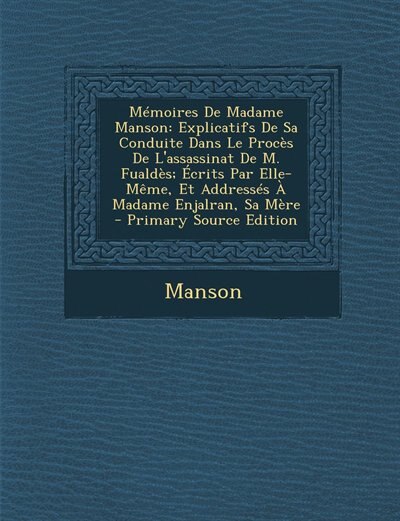 Front cover_Mémoires De Madame Manson