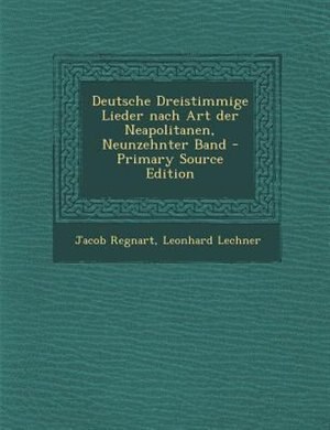 Front cover_Deutsche Dreistimmige Lieder nach Art der Neapolitanen, Neunzehnter Band