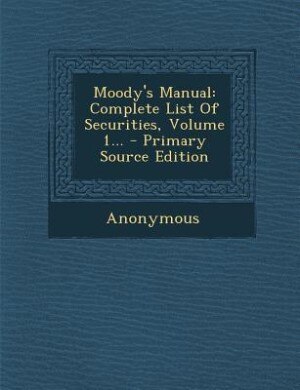 Front cover_Moody's Manual