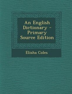 Front cover_An English Dictionary - Primary Source Edition