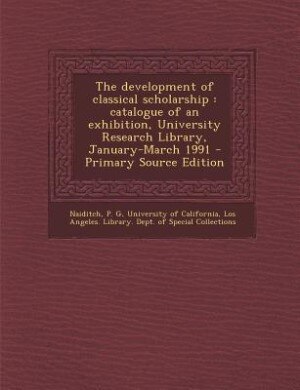 Couverture_The development of classical scholarship